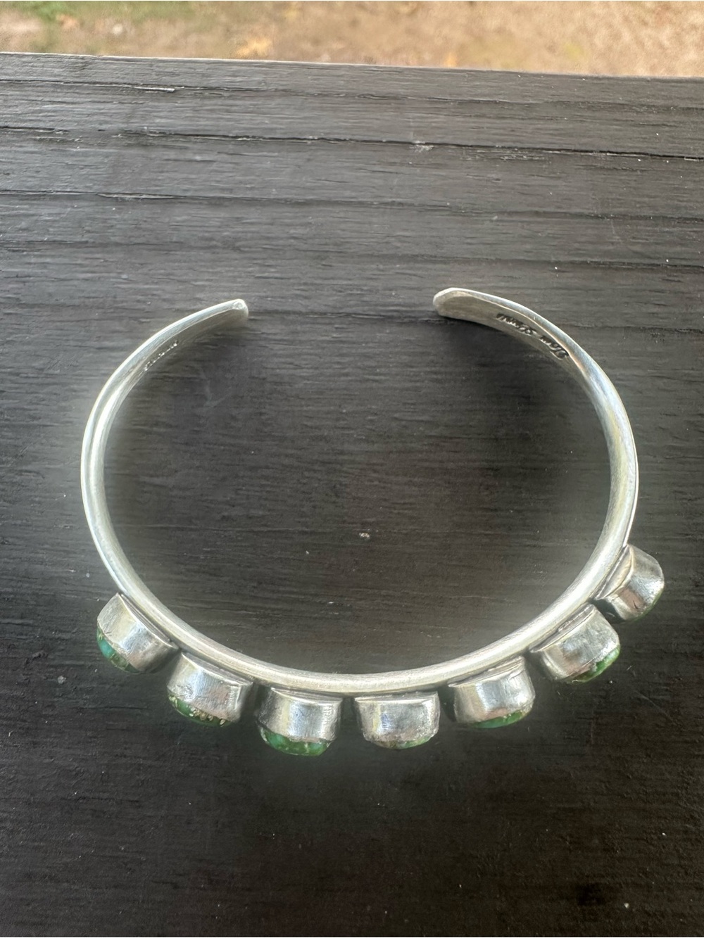 Navajo Tom Lewis Sonoran 7 Stone Sterling Silver Cuff Bracelet - Picture 5 of 5